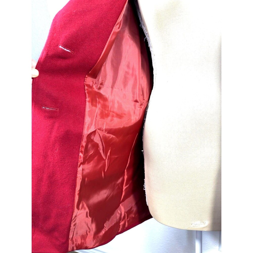 Sam Edelman Red Wool Blend Coat Womens M Single Breasted Tailored Pea Coat - Picture 5 of 16
